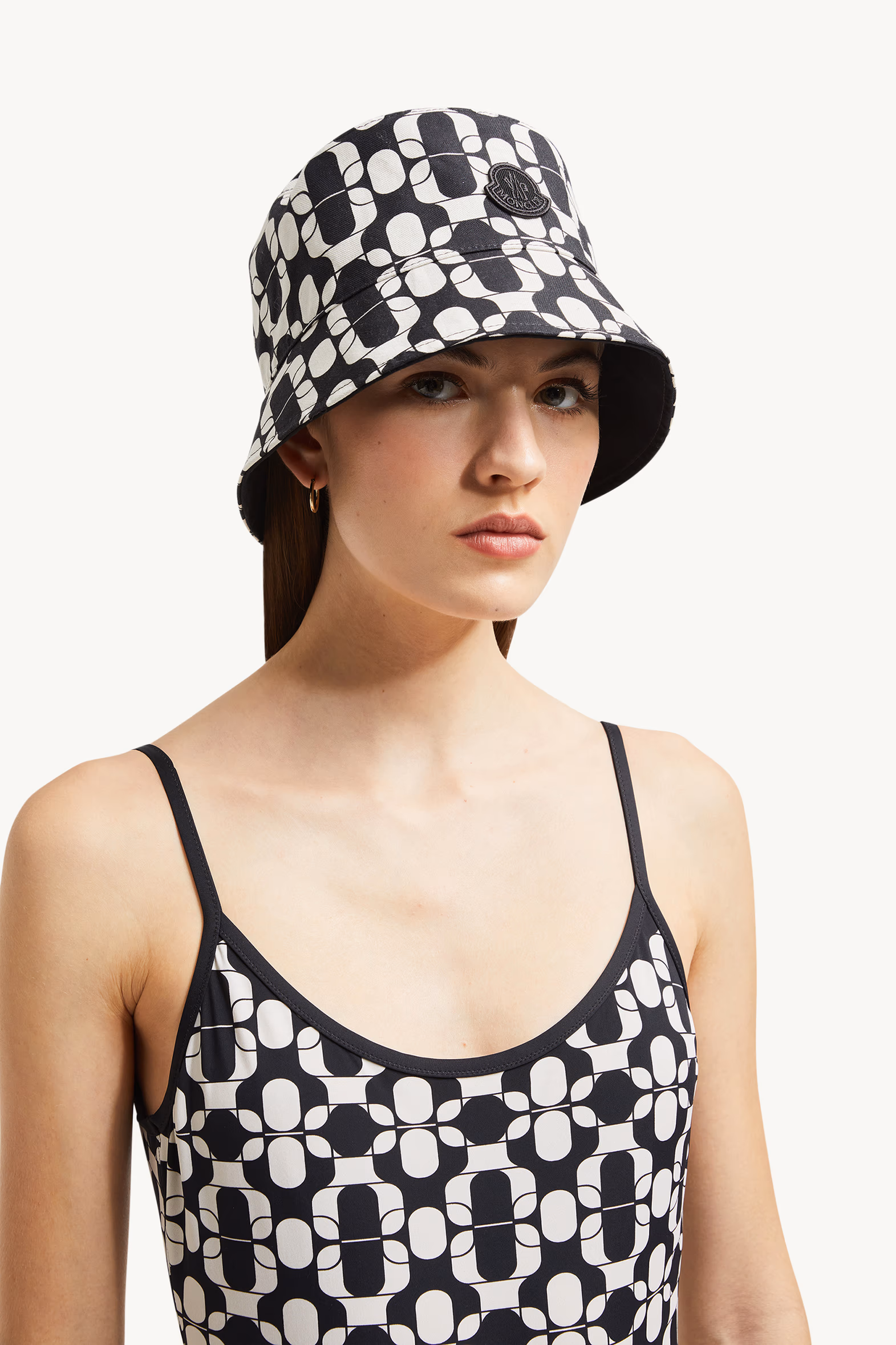 Bañador con estampado geométrico Mujer Azul & Blanco Moncler 4